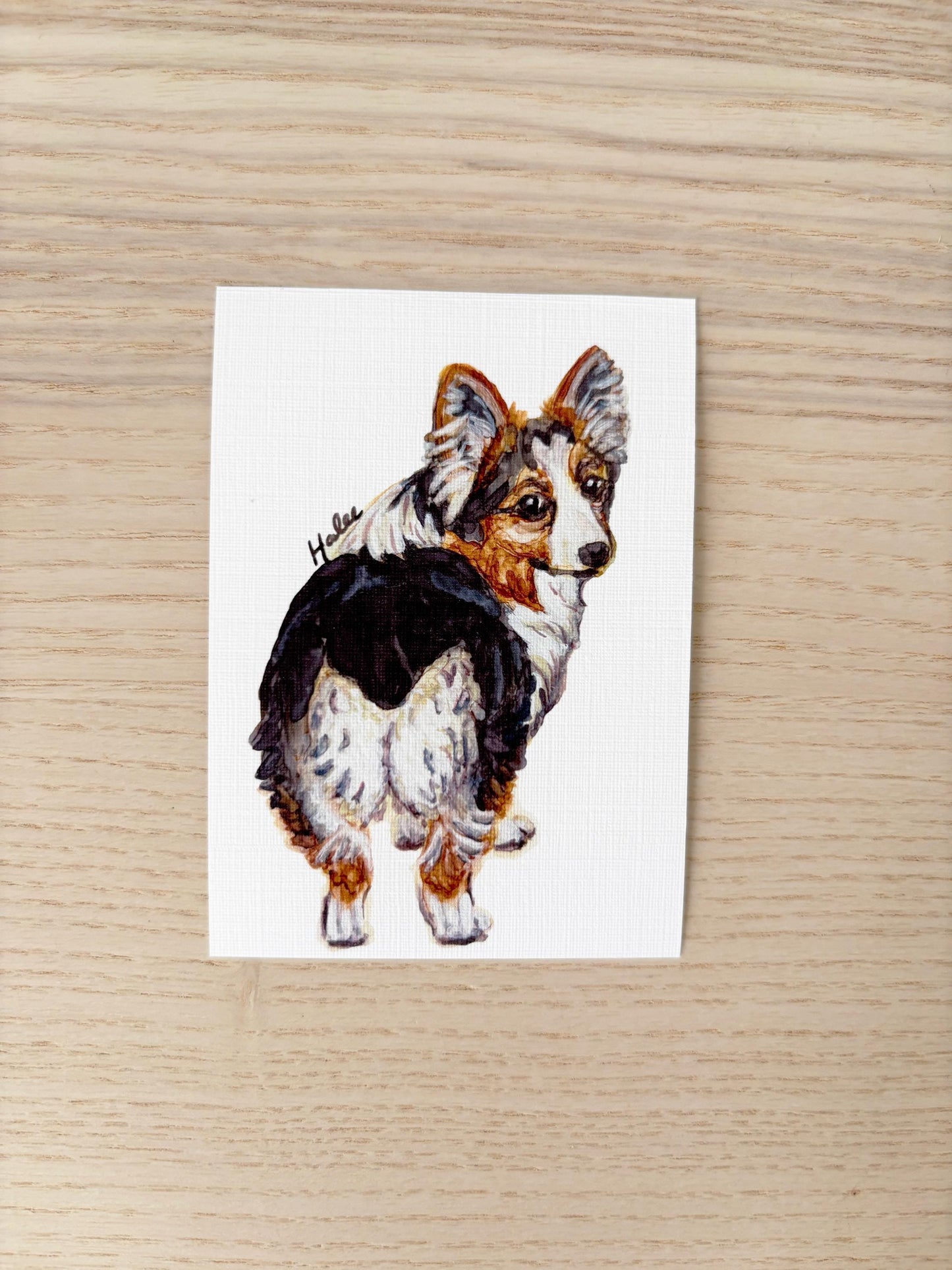 Corgi Butt Mini Art Print with Handmade Easel - Dog Lover Gift