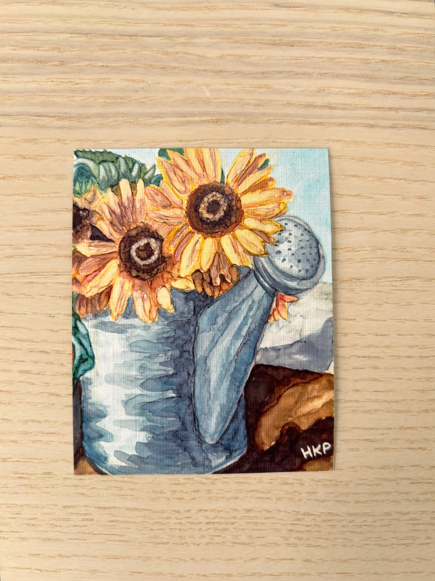 Sunflowers Mini Painting with Handmade Easel Display | Small Desk Decor | Plant Lover Gift