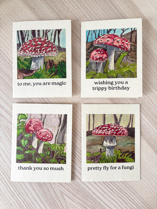 Mushroom Pun Greeting Cards - Seed Paper Cards - 4 Pack
