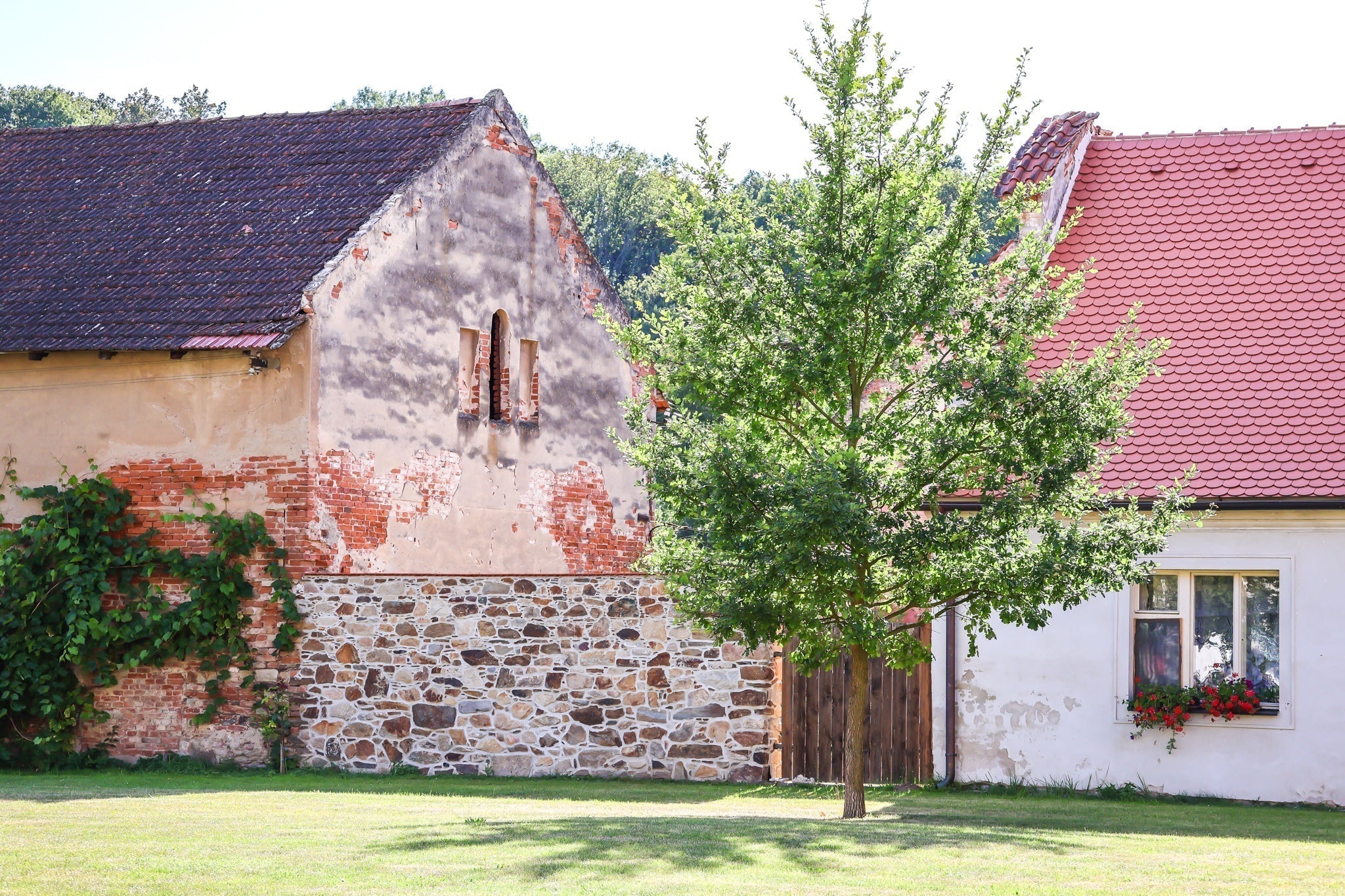 an old barn and cottage in Želiv, Czechia