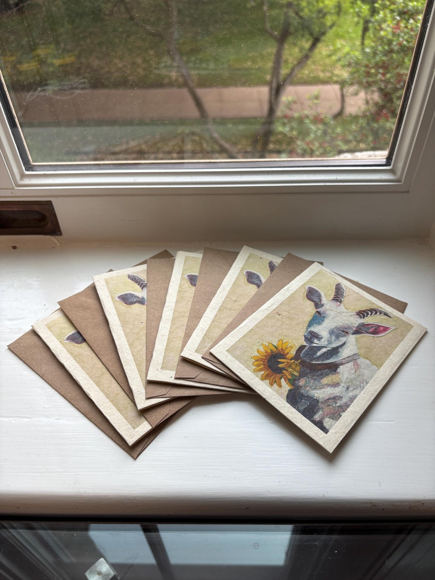 Goat Greeting Cards 4 pack: Wildflower Seed Paper, Rustic Farm Stationery