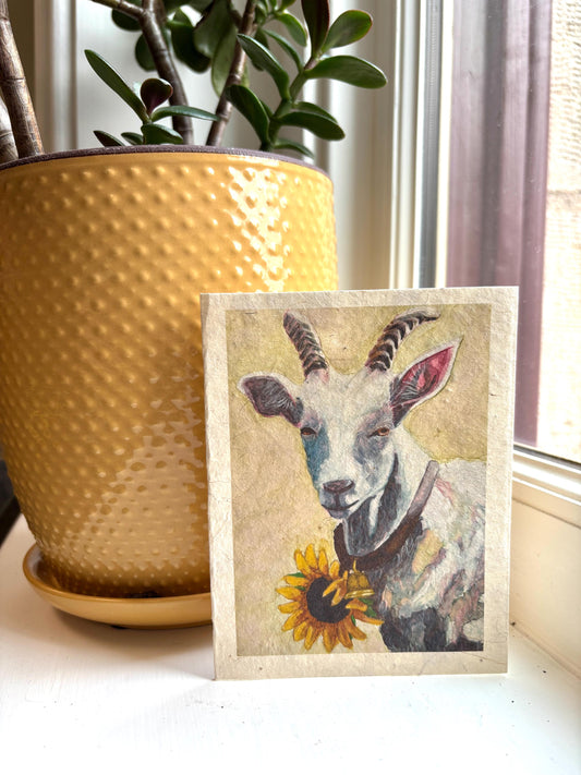 Goat Greeting Cards 4 pack: Wildflower Seed Paper, Rustic Farm Stationery