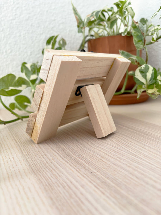 Sleeping Fox Mini Painting with Handmade Easel Display | Cozy Nature Art | Small Desk Decor