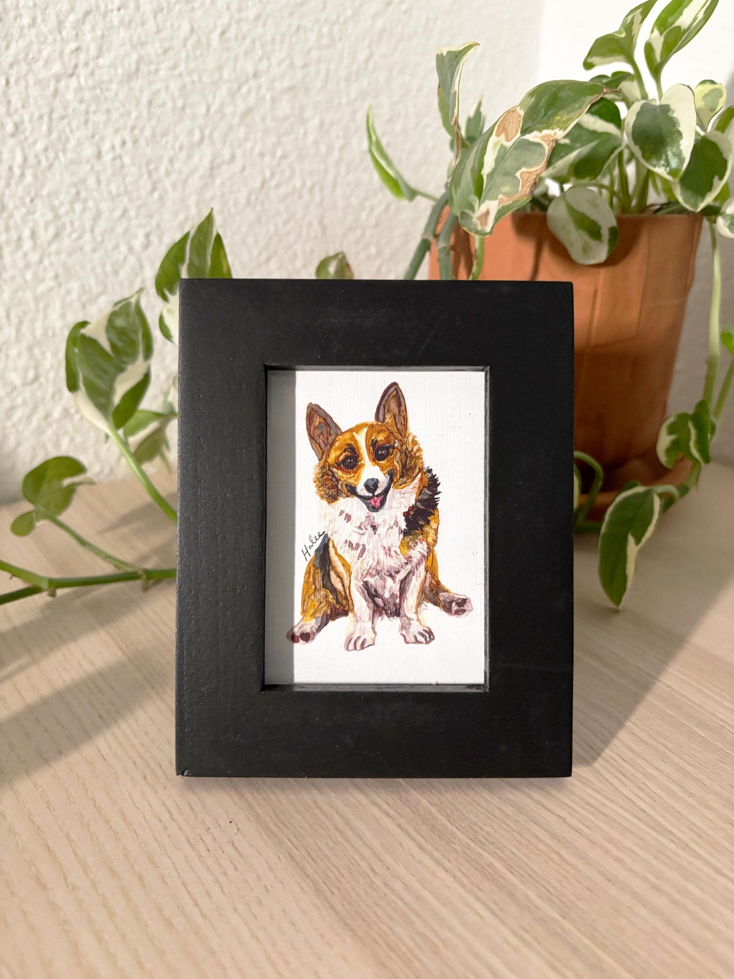 Custom Miniature Pet Portraits with Frame - Hand-painted